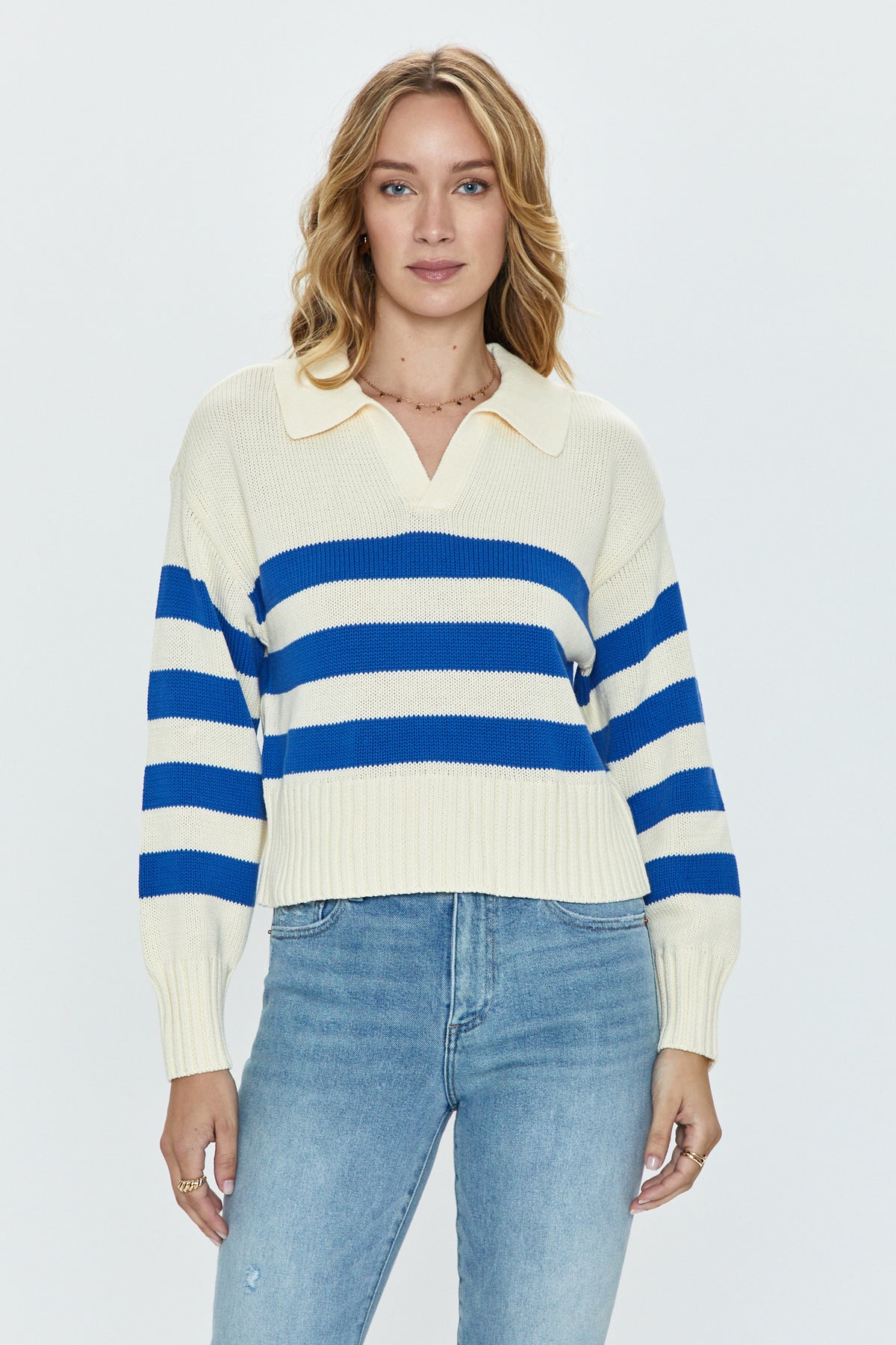 Arlo Polo Sweater - Ivory Sea Stripe
            
              Sale